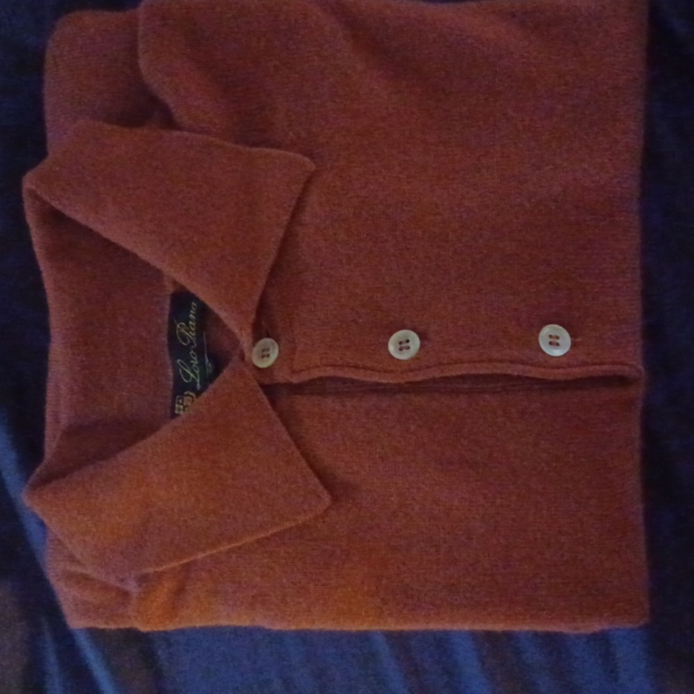Loro Piana Men's Cashmere Polo Shirt Strawberry pullover